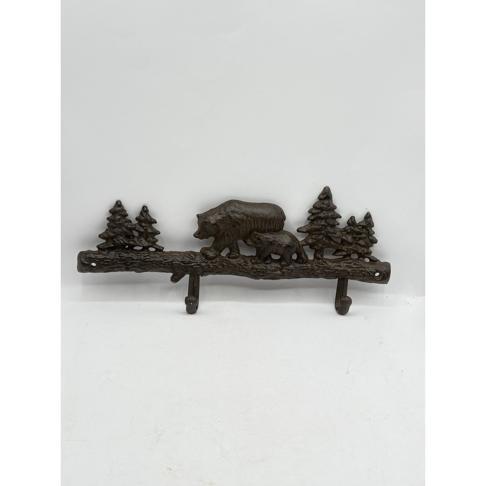 Cast Iron Bear Wall Hook Key Rack Coat Rack Rustic Forest Brown Finish